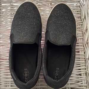 Crocs Black Slip-On Loafers with Textured Fabric